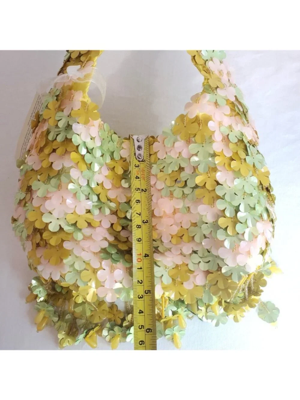 Handcrafted Viral TikTok Beaded Bag Made in India Yellow Flowers Fairy Cottage